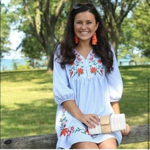 Shein Striped Embroidered Dress size XS